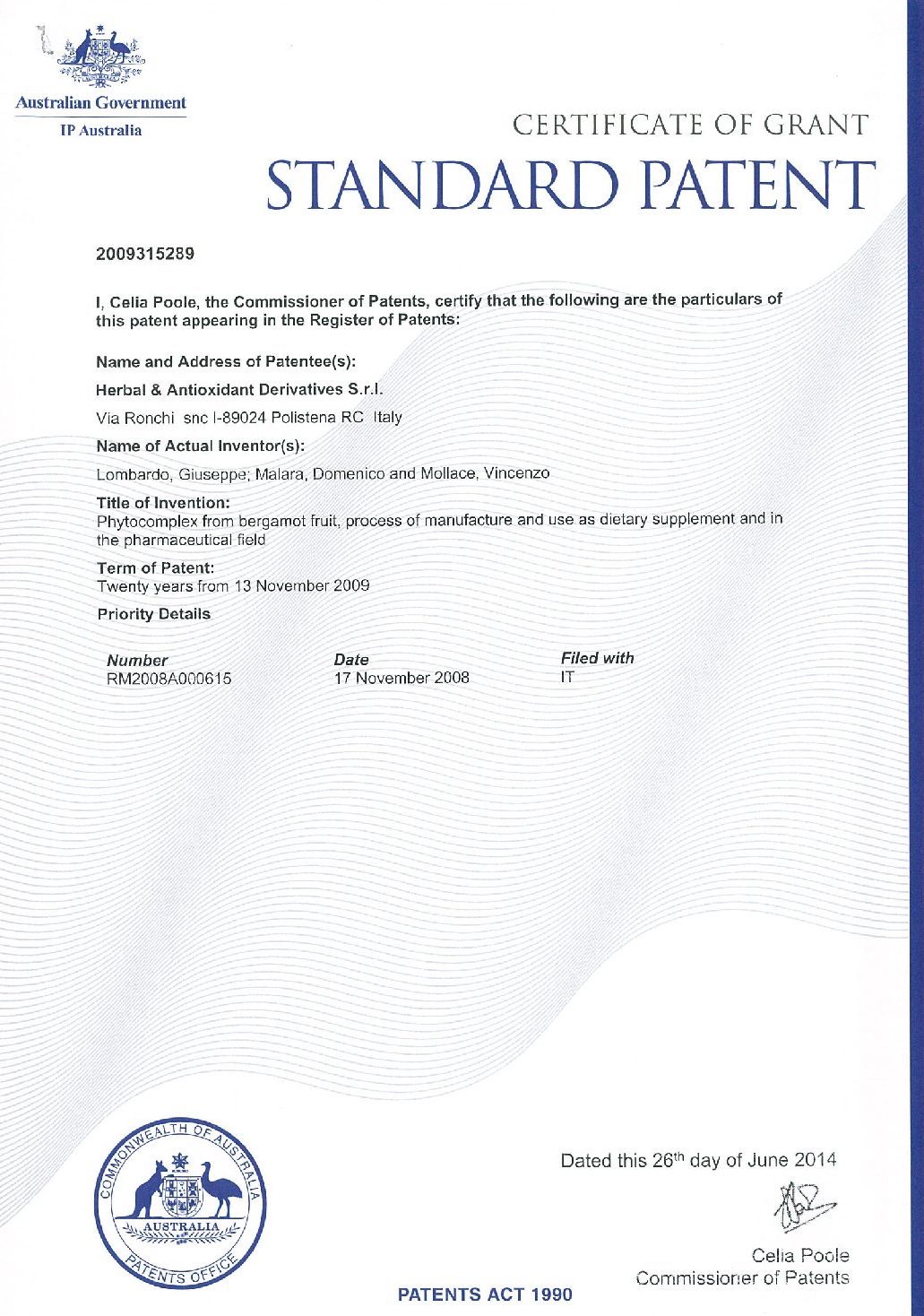Australian Patent